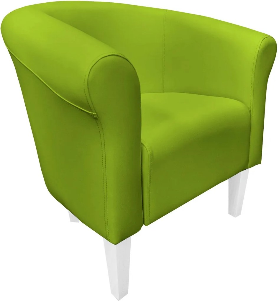 Fotel Milo tkanina Eko-skóra elegancki fotel do salonu i gabinetu : Kolor nogi - Biała, Kolor tkaniny - EKO-SKÓRA - 5D, Wysokość nogi - 20 cm