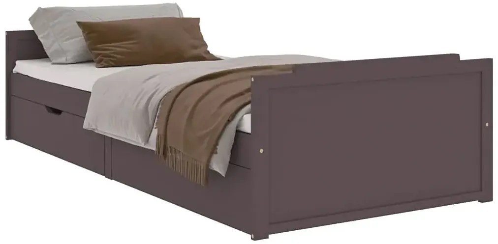 Łóżko drewniane z szufladami ciemny brąz 90x200 K5-D39