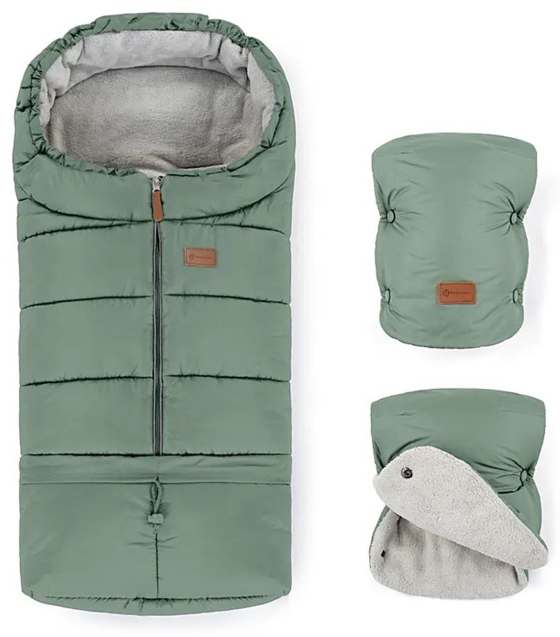 PETITE&MARS - Zestaw śpiwór 3w1 JIBOT + mufki JASIE zielony