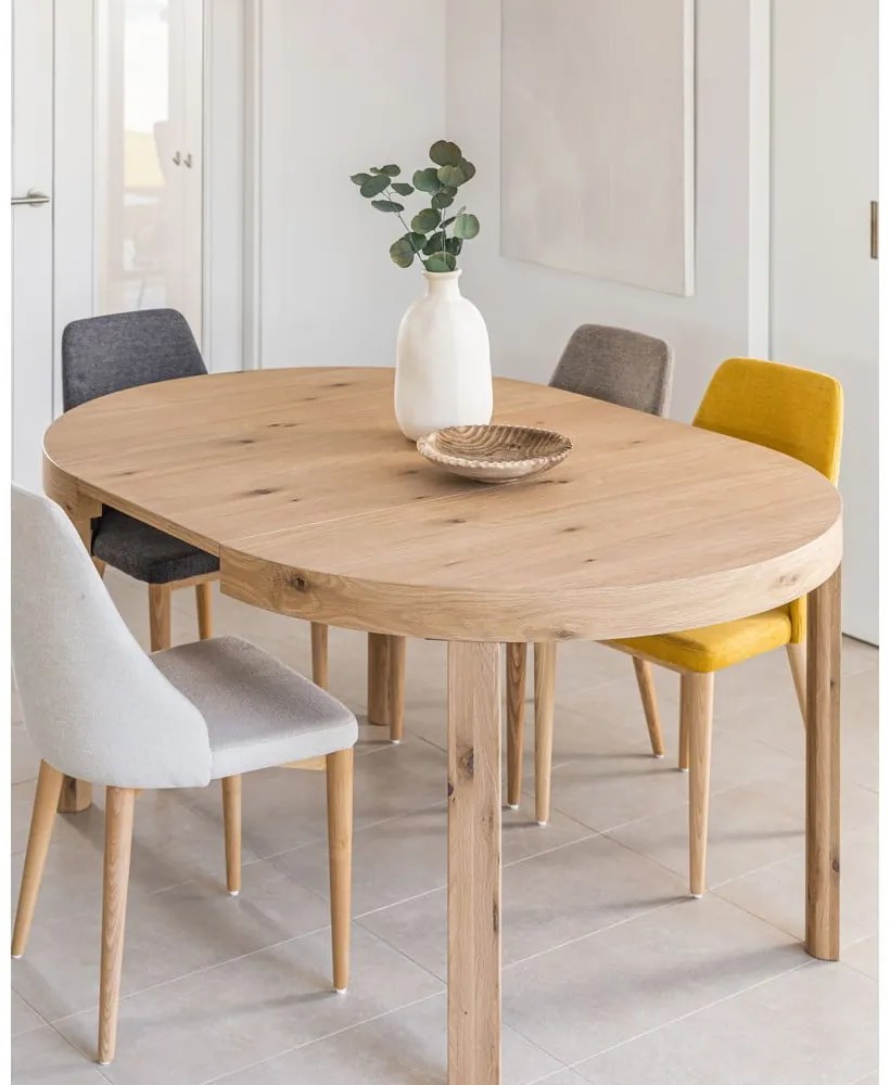 Okrągły rozkładany stół z dodatkowym blatem w dekorze dębu ø 120 cm Colleen – Kave Home