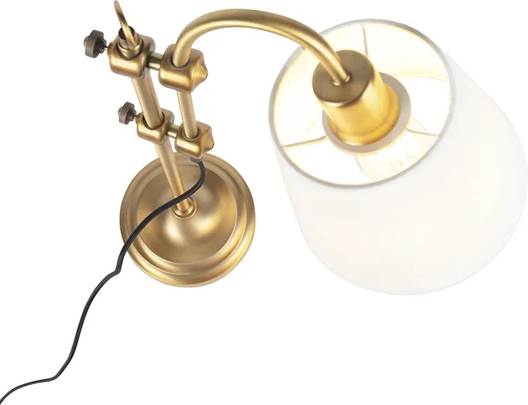 Klasyczna lampa stołowa brązowa z białym abażurem - Ashley