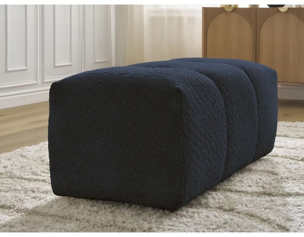 Niebieski podnóżek z materiału bouclé Roxelane – Bobochic Paris