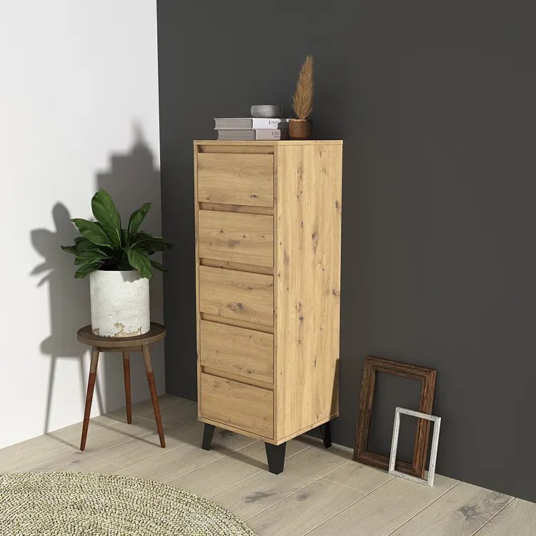 Wysoka nowoczesna komoda z szufladami dąb artisan E2-B92
