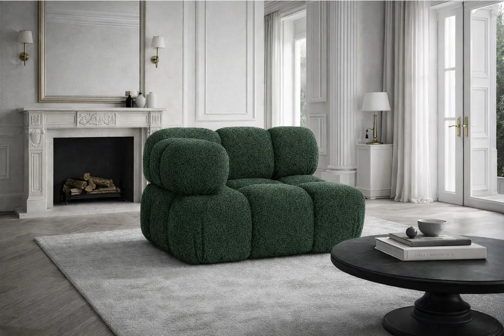 Moduł narożny, róg, do systemu modułowego, tkanina bukla Abriamo, Ciemnozielony, Selia