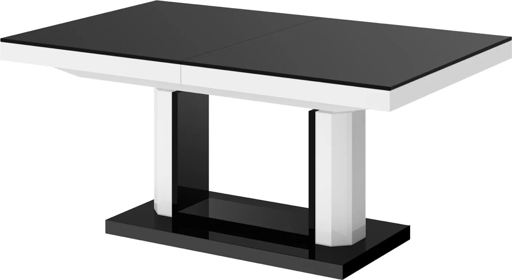 Ławostół w połysku Quadro Lux Hubertus z czarnym blatem i białą obwódką