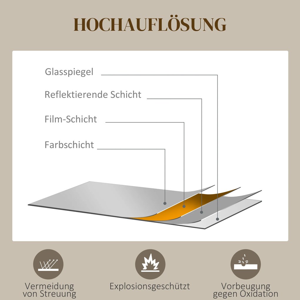 HOMCOM Lustro ścienne, nowoczesne, Φ61 cm, Czarne