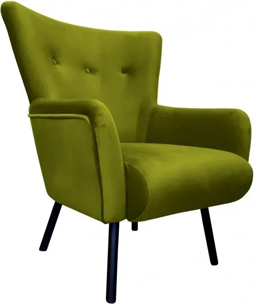 Fotel TULIP tkanina Welur noga metalowa Uszak luksusowy komfort salonu : Kolor nogi - Czarna, Kolor tkaniny - VELVET - BL75