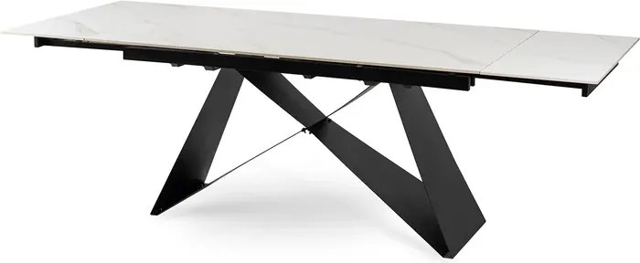 Stół Rozkładany Prostokątny VICTOR 160-240 cm Ceramiczny Biały Marmur/Czarny do Jadalni Loft