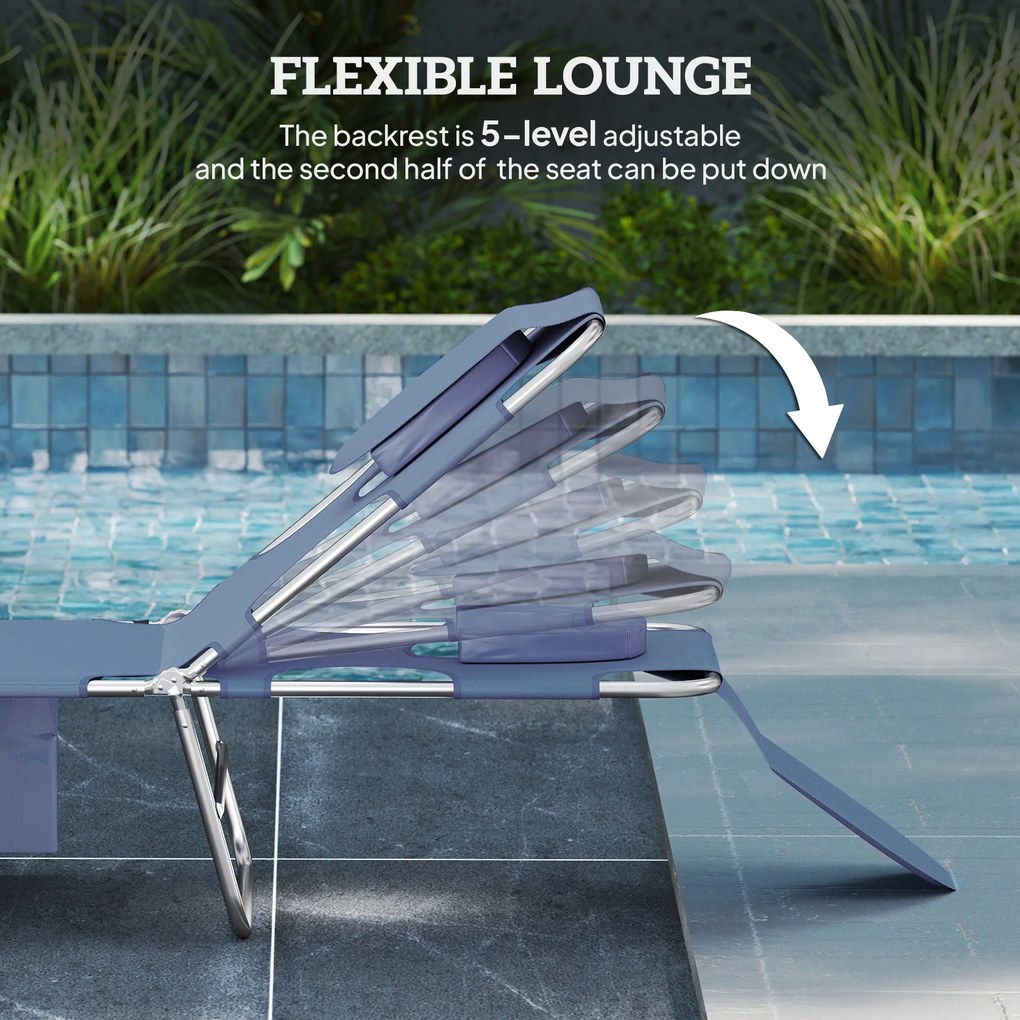 Outsunny Leżanka ogrodowa z wyściełanym otwarciem na twarz, leżanka masażowa na zewnątrz z boczną kieszenią, Tkanina, Metal, Szary