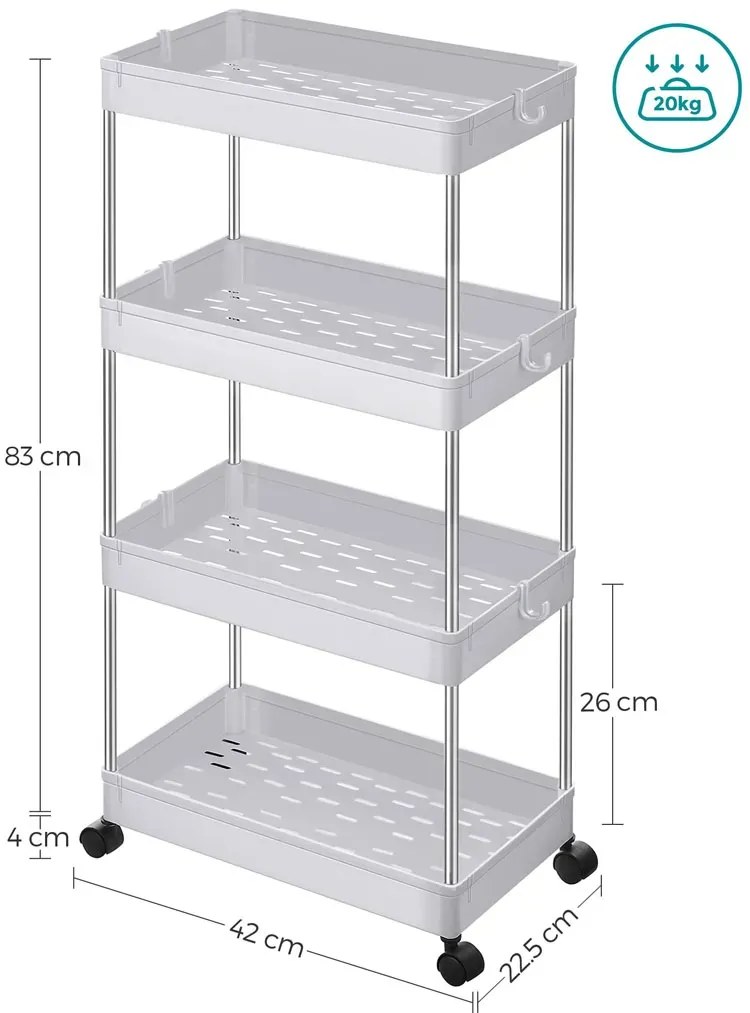 Regał Mobilny Biały Nowoczesny E6-P33