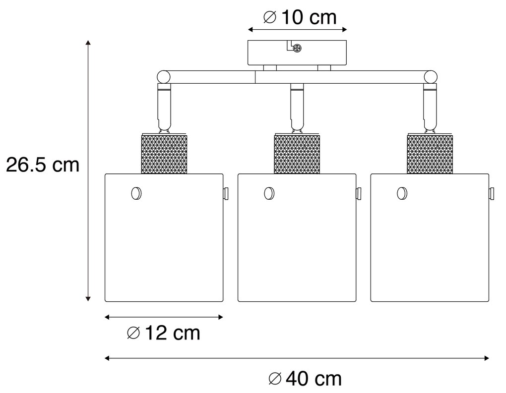 Designerski reflektor sufitowy czarny z przydymionym szkłem okrągły 3-punktowy - Domo Nowoczesny Oswietlenie wewnetrzne