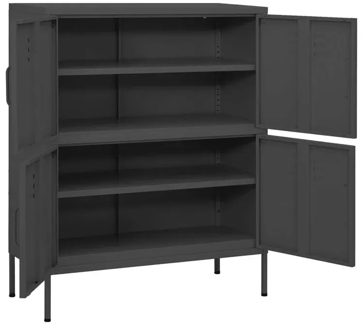 Stalowa szafka gospodarcza na nóżkach do piwnicy antracyt N6-F40