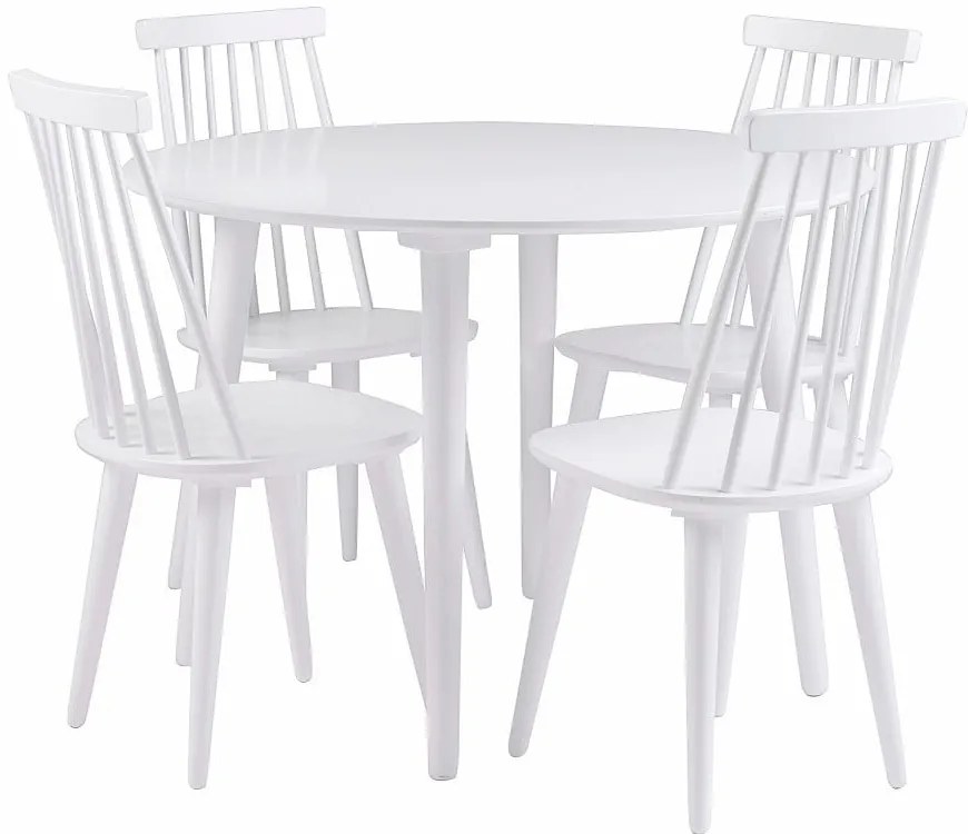 Biały stół z drewna kauczukowego Rowico Lotte, ⌀ 106 cm