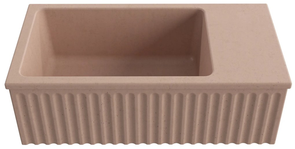 Umywalka betonowa ryflowana nablatowa / wisząca prostokątna 60 x 30 cm WELLE | różne kolory : Kolor - Różowy, Typ montażu - podwieszana