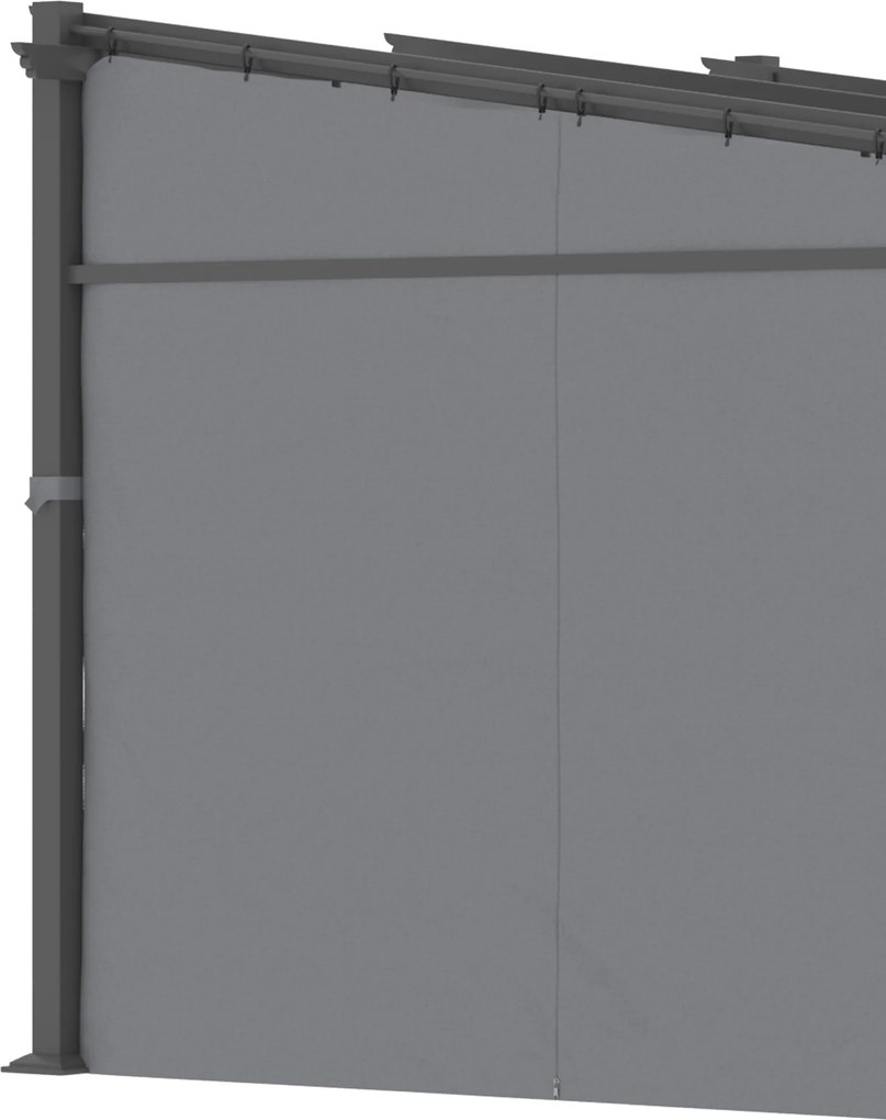 Outsunny Pergola Metalowa 297x295cm Ciemnoszara z Przysuwającym się Dachem | Aosom PL