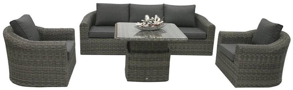 Rattanowy zestaw modułowy BORNEO LUXURY dla 5 osób (szary)
