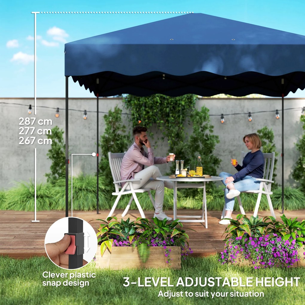 Outsunny 3 x 3 m Pawilon Pop-up, Regulowany na Wysokość, z Torbą na Kółkach, do Ogrodu, Tarasu, Metal, Tkanina, Granatowy