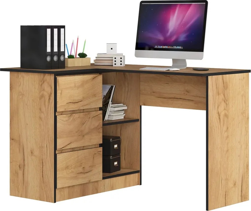 Biurko Narożne Z Szufladami Dąb Craft R9-P48
