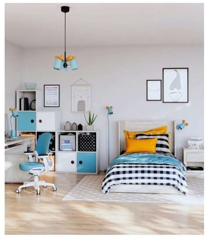 Jasnoniebieska lampa stołowa z metalowym kloszem (wysokość 50 cm) Mouse – GTV