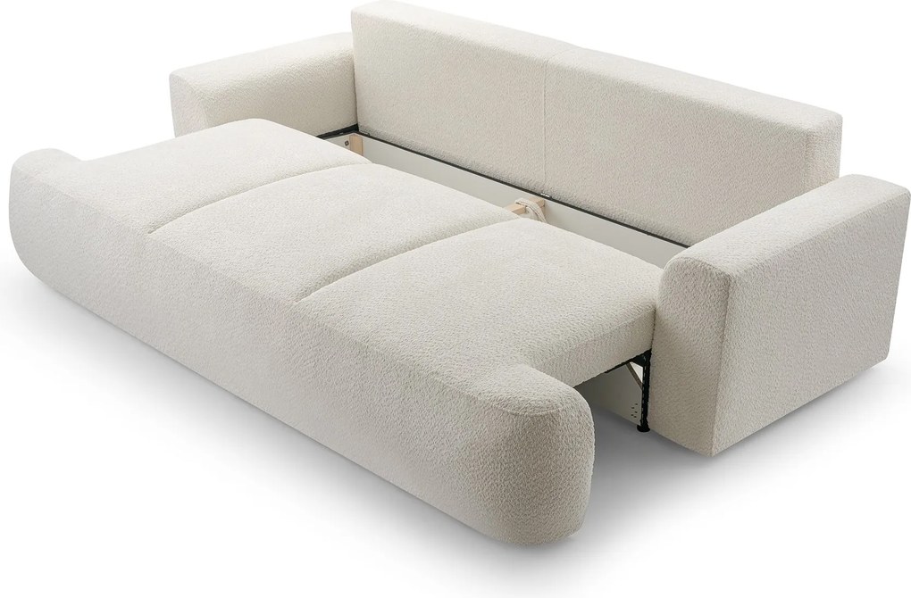 Masseno Sofa FILO z funkcją spania i pojemnikiem na pościel, Rozkładana sofa - Beżowy, CORAL 65