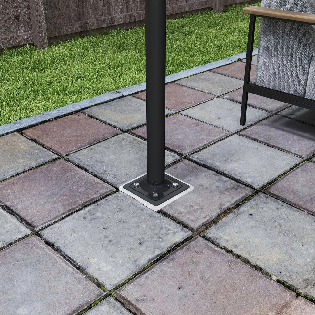 Outsunny Stojak do Parasola, Baza do Parasola, Uchwyt Ogrodowy, Metal, Ciemnoszary