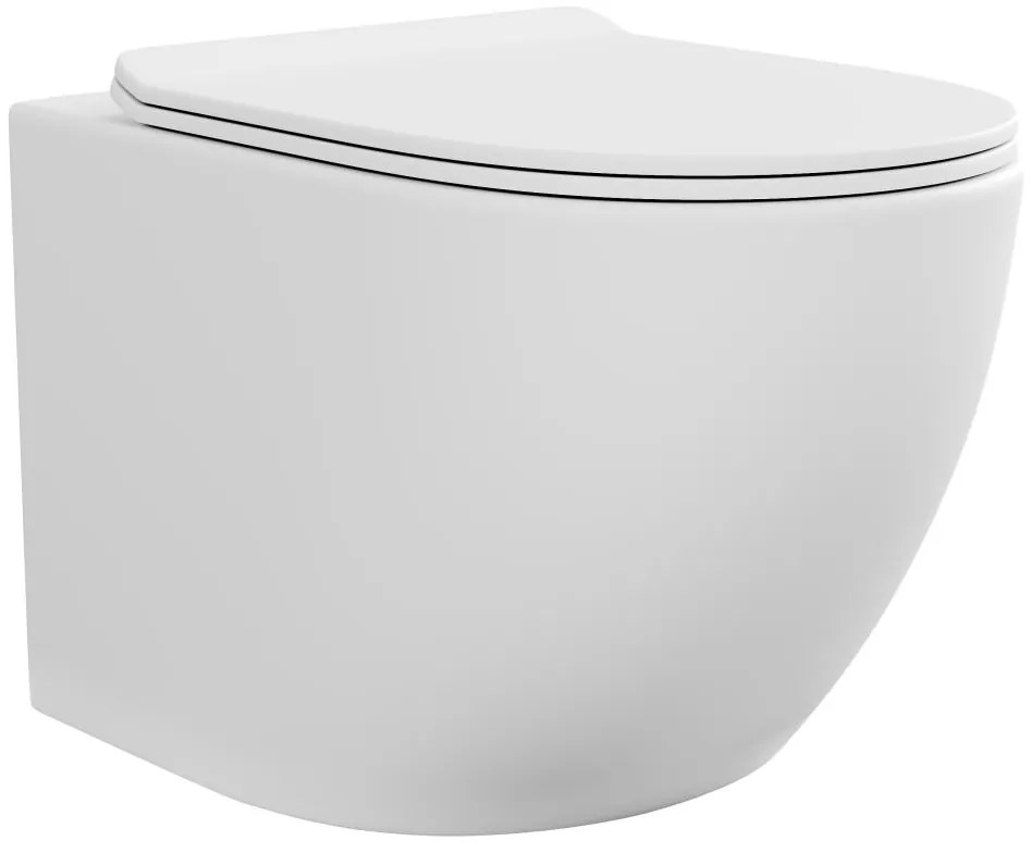 Miska WC podwieszana z białej matowej ceramiki bez kołnierza - JAVOINE