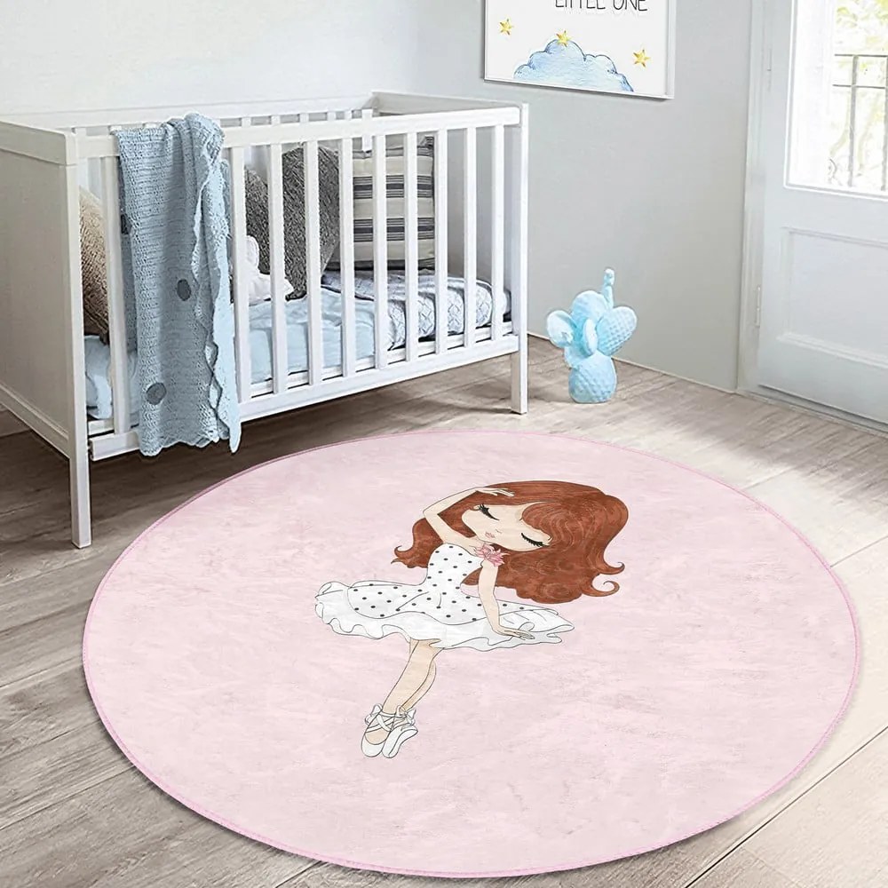 Różowy dywan dziecięcy ø 120 cm Comfort – Mila Home