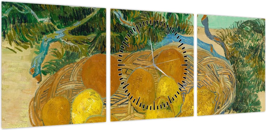 Obraz - Vincent van Gogh, Still Life of  Oranges and Lemons with  Blue Gloves, reprodukcje (z zegarem) (90x30 cm)
