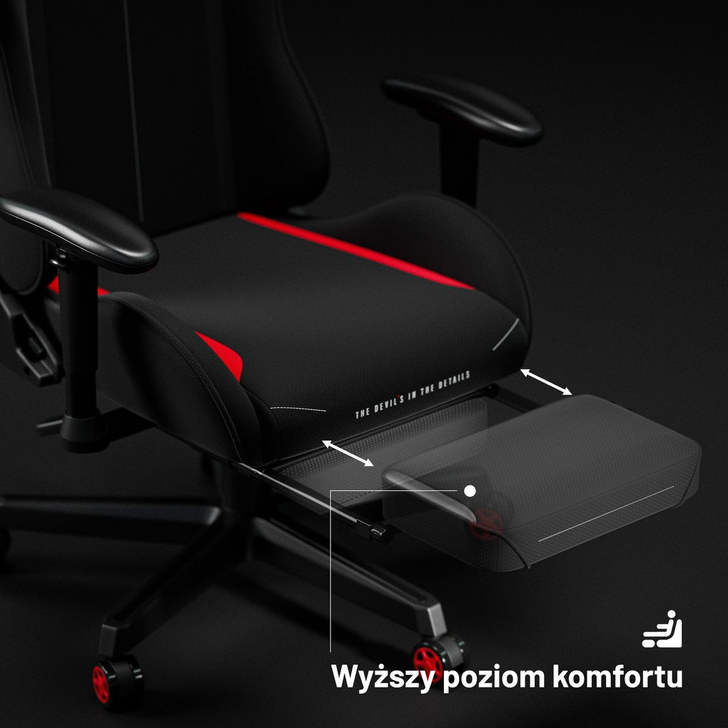 Fotel gamingowy materiałowy czarno-czerwony: Diablo X-Starter