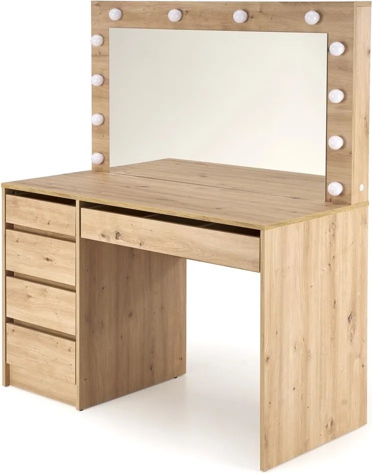 Toaletka z lustrem i oświetleniem LED Hollywood XL, dąb artisan