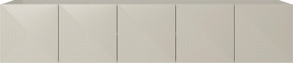 Szafka RTV wisząca Asha 200 cm z ryflowanym frontem - kaszmir