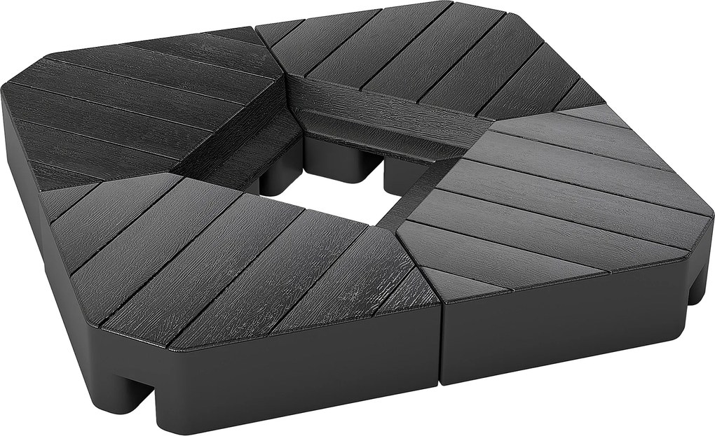 Outsunny Obciążniki do podstaw parasoli, wypełnialne wodą i piaskiem, plastikowe, 80Dł x 80Szer x 13Wys cm, Czarny
