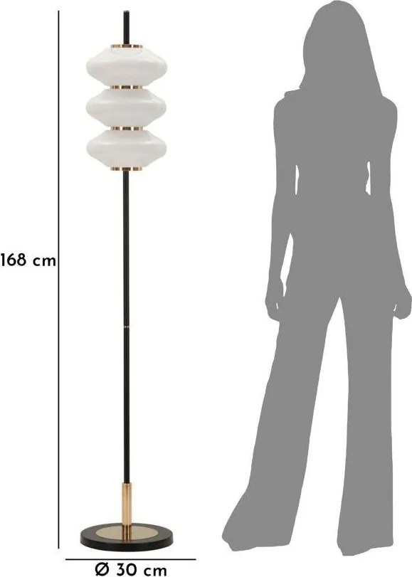 Biało-czarna lampa stojąca ze szklanym kloszem (wysokość 168 cm) Vintage – Mauro Ferretti