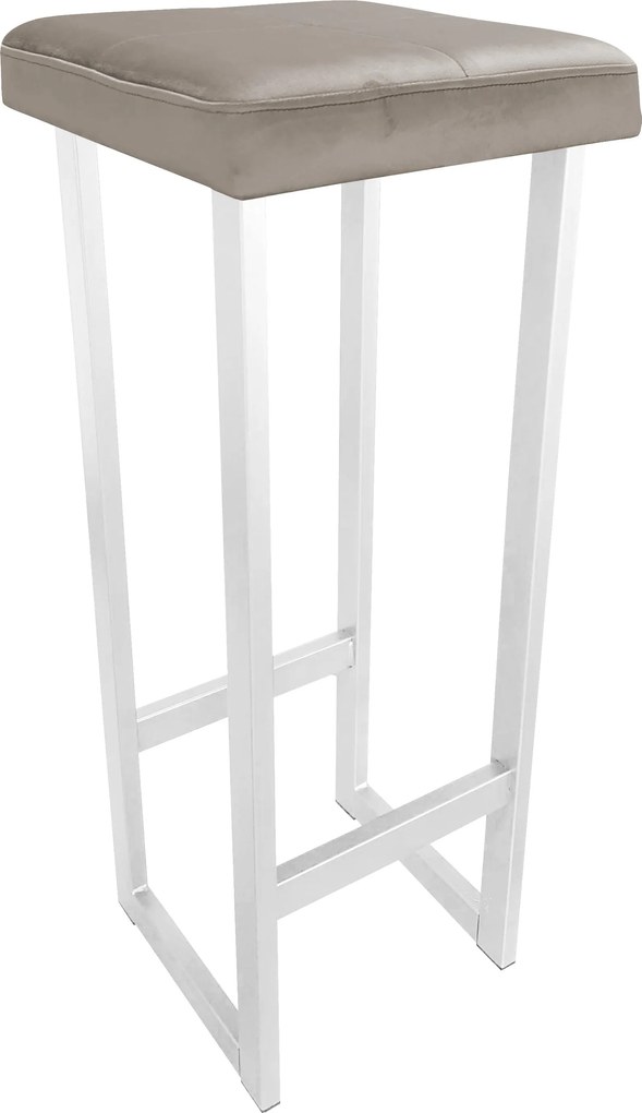 Hoker ALEX krzesło barowe tkanina Welur podstawa metalowa : Kolor Stelaża - Biały, Kolor tkaniny - VELVET - MG09, Wysokość - 90 cm