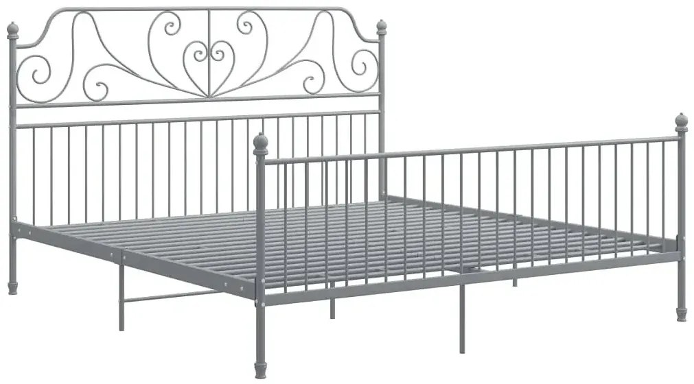 Szare metalowe łóżko dwuosobowe 160x200 cm - Hadson