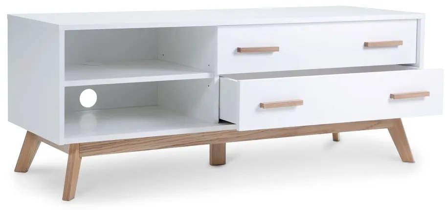 Biała szafka pod TV 130x50 cm Kensal – Woodman
