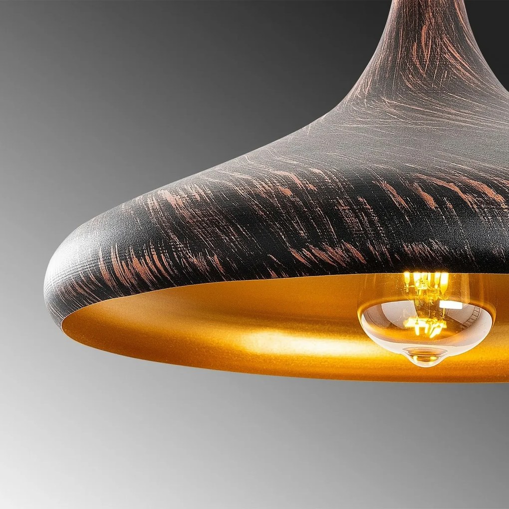 Lampa wisząca Barek - 11546, czarna/miedziana