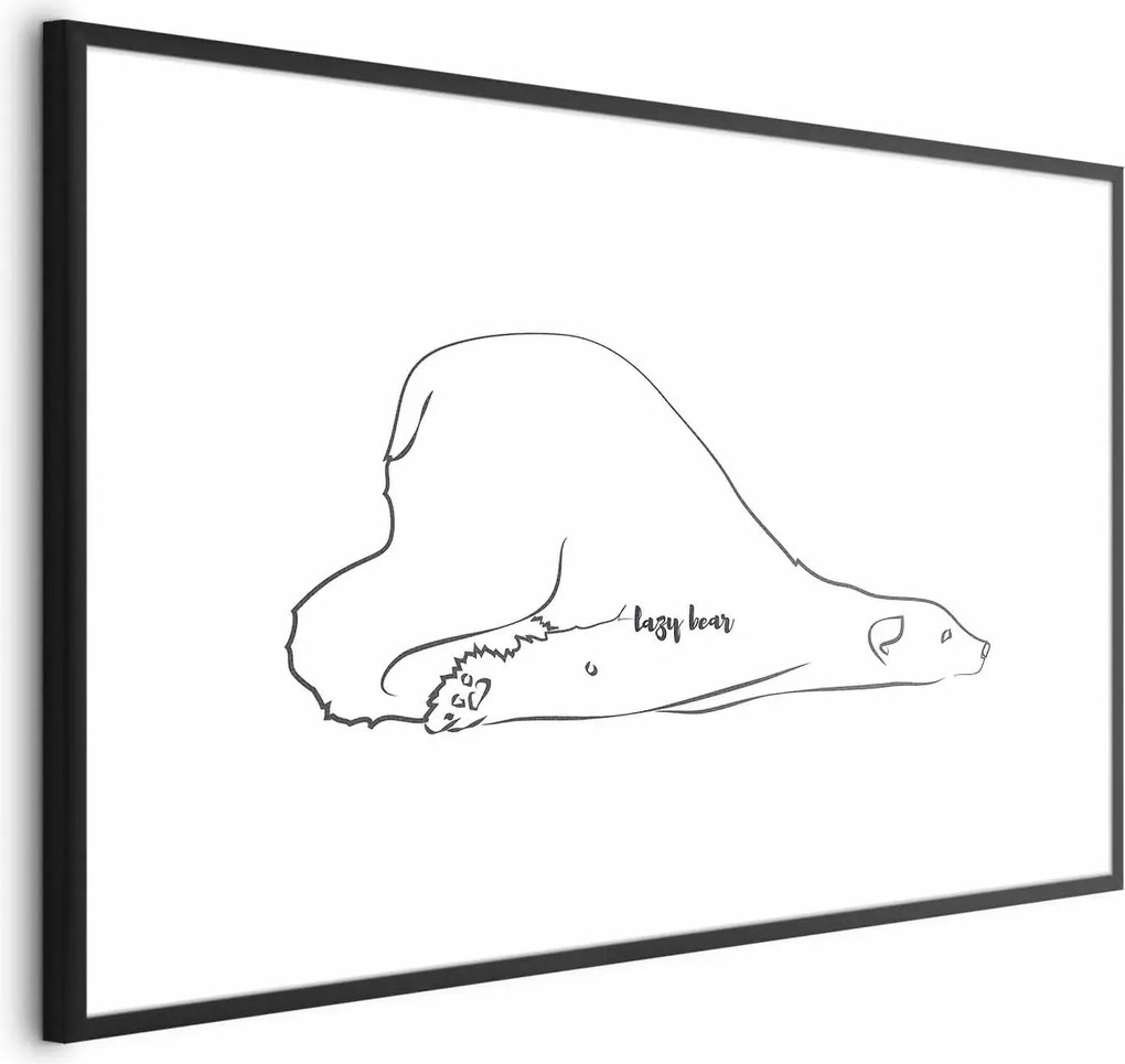 Plakat Leniwy niedźwiedź 90x60 cm z ramą czarną bez marginesu ARTGEIST B