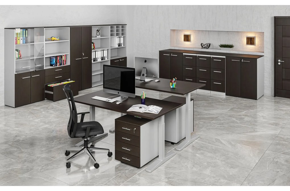 Szafa ubraniowa z wysuwem PRIMO GRAY, 800 x 420 x 1781 mm, szary/wenge