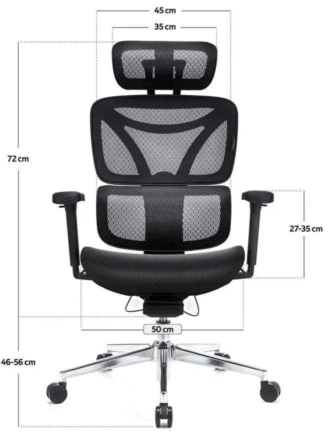 Ergonomiczny Fotel Czarny Biurowy Z Zagłówkiem I Blokadą Odchylania L0-G67