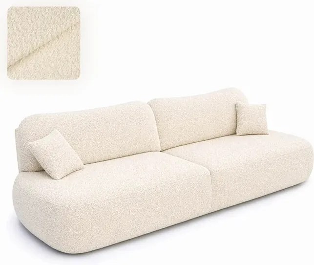 Sofa AVERIO Rozkładana Dwuosobowa Kremowa Boucle Nowoczesna
