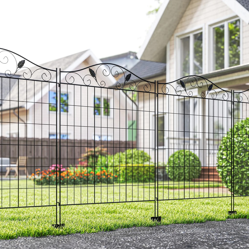 Outsunny Ogrodzenie Siatkowe Vintage Czarne Odporność na Warunki Atmosferyczne 365x0.8x112cm | Aosom PL