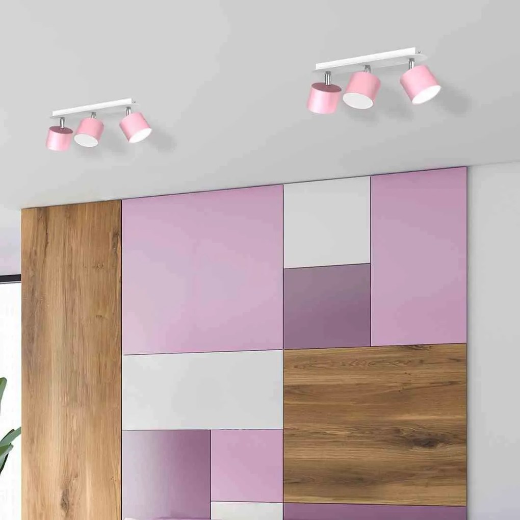 Lampa sufitowa DIXIE PINK 3xGX53, potrójna, na listwie, kierunkowa, różowa