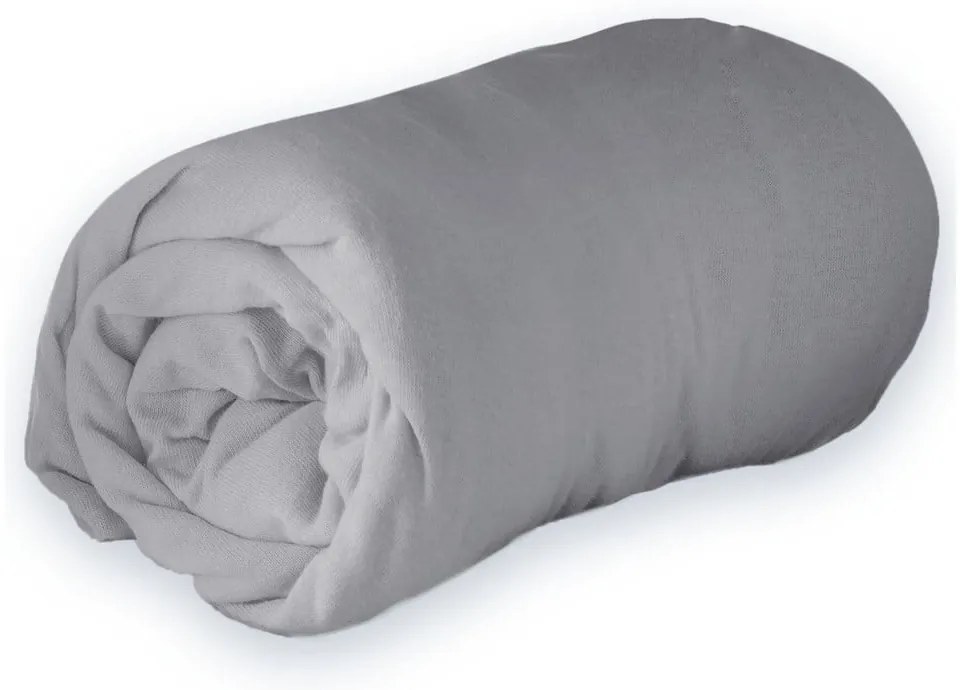 Jasnoszare dżerzejowe prześcieradło z gumką 90x190 cm Jersy – douceur d'intérieur