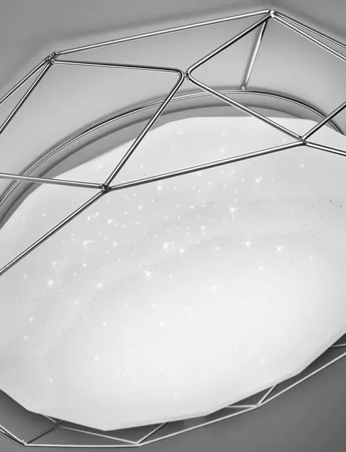 Plafon do nowoczesnej sypialni z metalowym pierścieniem chrom - 3X K069 H8-Z37