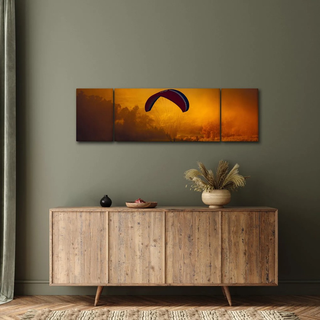 Obraz spadochroniarza o zachodzie słońca (170x50 cm)