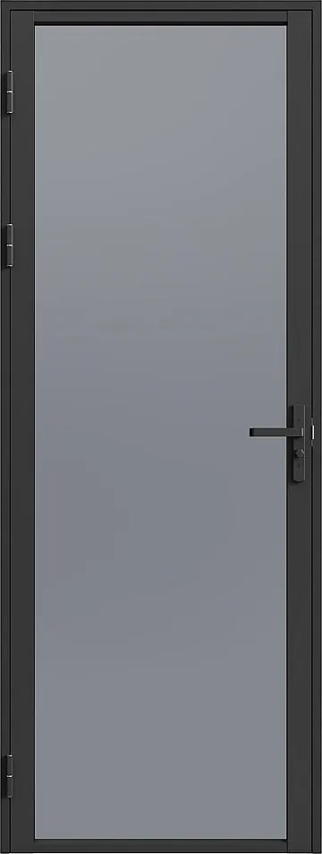 Drzwi kompletne dwustronne z aluminium i dymionego szkła hartowanego - wys. 204 x szer. 93 cm - Czarny - LOXTON