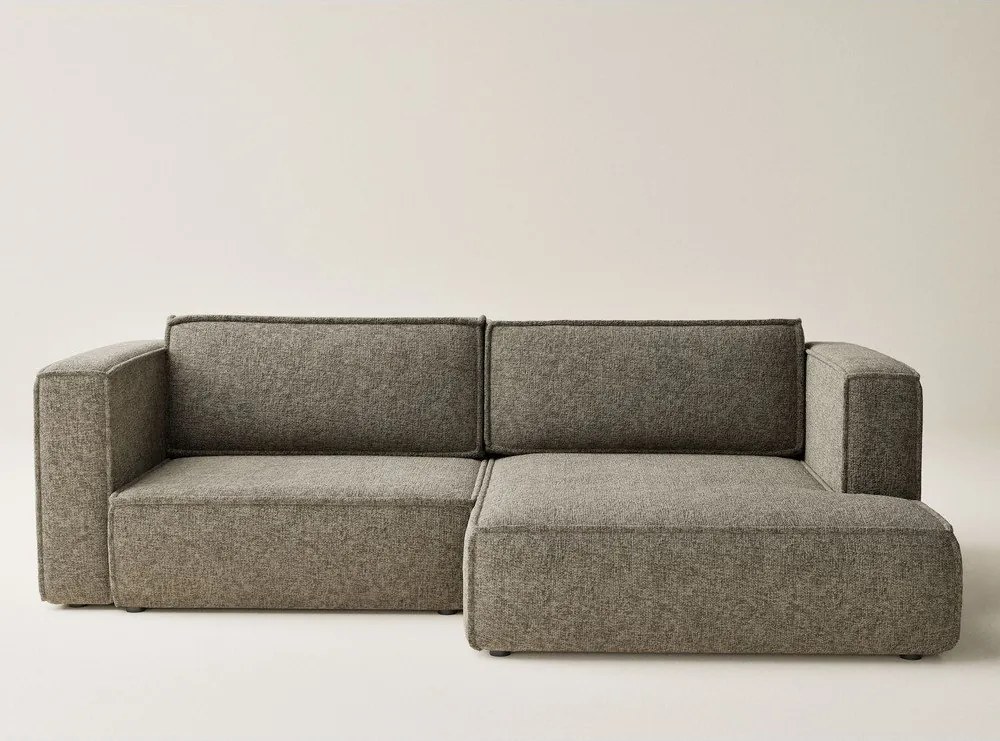 Brązowy rozkładany narożnik ze schowkiem z tkaniny szenilowej (prawostronny/z szezlongiem) Velto – Maison de Rêve