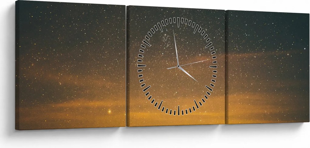 Obraz gwiaździstego nieba (z zegarem) (90x30 cm)