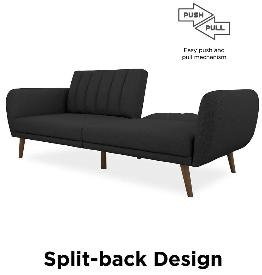 Ciemnoszara rozkładana sofa Novogratz Brittany